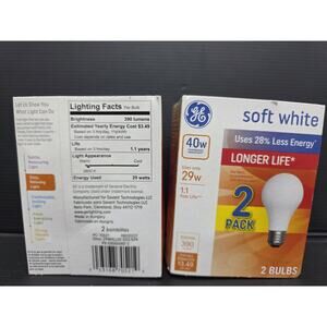 GE “Longer-Life” Soft White - 40 W - 2 Bulbs Lots